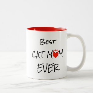 Best Cat Mam Ever Quote Persoonlijk Foto Heart Tweekleurige Koffiemok