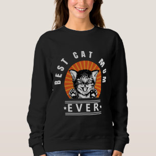 Best Cat Mam Ever  Sunburst Sweatshirt