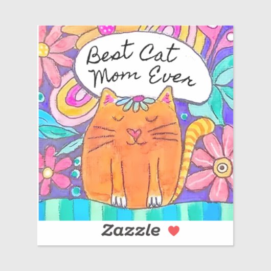 Best Cat Mom Ever Cat Gift Sticker (Feuille)
