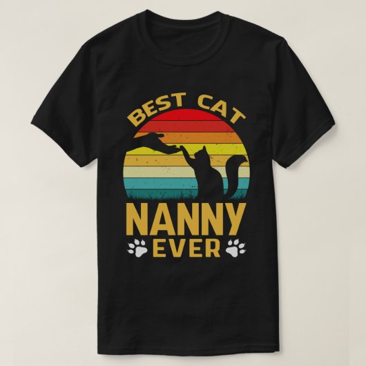 Best Cat NANNY Ever Retro T-shirt (Design voorkant)