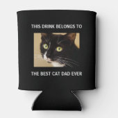 Best Cat Pap Ever Custom Photo Black Blikjeskoeler (Achterkant)