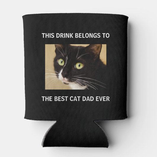 Best Cat Pap Ever Custom Photo Black Blikjeskoeler (Achterkant)