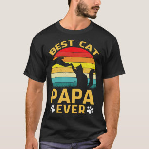 Best Cat PAPA Ever Retro  T-shirt