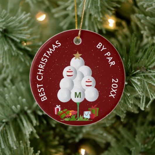 Best Christmas by Par Golf Ball Tree Initiaal Jaar Keramisch Ornament (Boom)