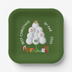 Best Christmas by Par Golf Ball Tree Initiaal Jaar Papieren Bordje