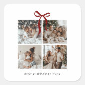 Best Christmas Ever Family Photo Collage Gift Vierkante Sticker (Voorkant)