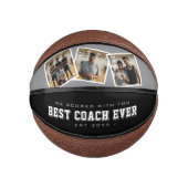 Best Coach Ever 3 Photo Collage Grey & Black Basketbal (Voorkant)