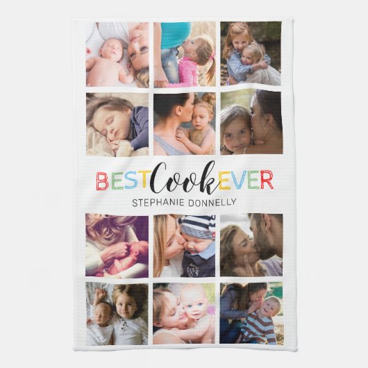 Best Cook Ever Photo Collage Kitchen Towels Theedoek (Verticaal)