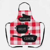 Best Cook Red White Gingham Check World Schort (Voorkant)