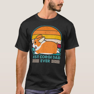 Best Corgi Dad Ever Retro 60s 70s Sunset F T-shirt