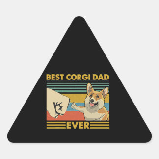 Best Corgi Dad Ever Retro Sunset Driehoek Sticker