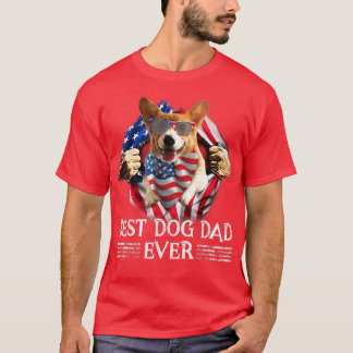 Best Corgi Dad over American Flag 4 juli Gift T-shirt