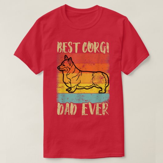 Best Corgi Dad over Design Retro  Sunset T-shirt (Design voorkant)