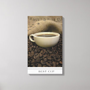 Best Cup - koffie en bonen op doek Canvas Afdruk