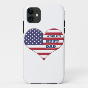 Best Dad American Flag Heart iPhone 11 Hoesje