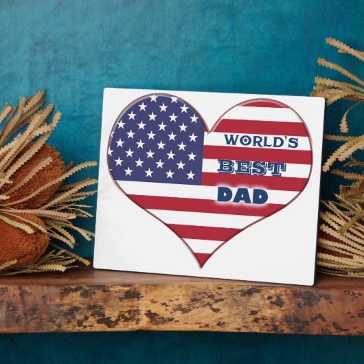 Best Dad American Flag Heart Fotoplaat (Zijkant)