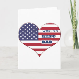 Best Dad American Flag Heart Kaart