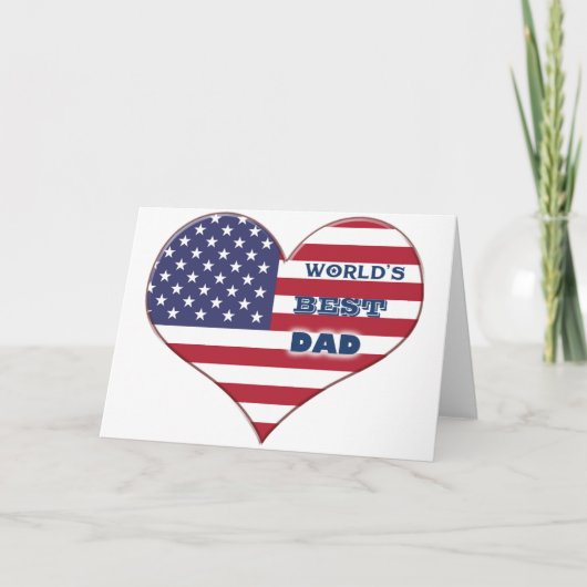 Best Dad American Flag Heart Kaart (Voorkant)