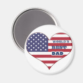 Best Dad American Flag Heart Magneet (Voorkant / Achterkant)