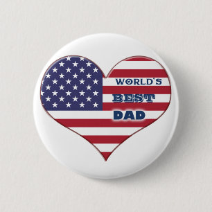 Best Dad American Flag Heart Ronde Button 5,7 Cm