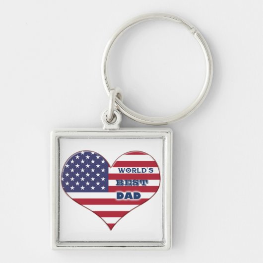 Best Dad American Flag Heart Sleutelhanger (Voorkant)