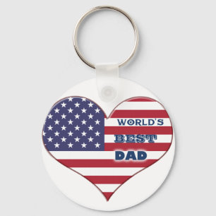 Best Dad American Flag Heart Sleutelhanger