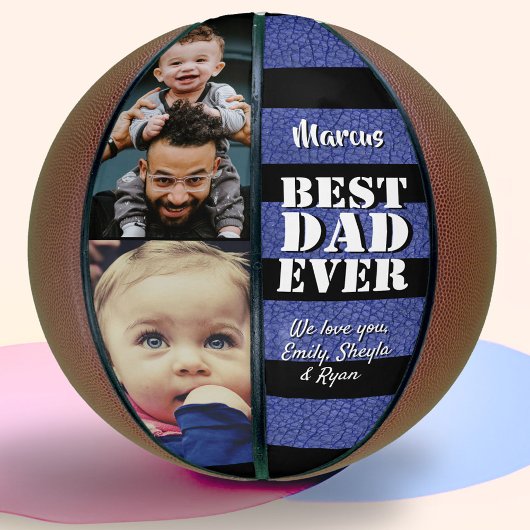 Best Dad Blue Leather Print 2 Foto Father Day Basketbal