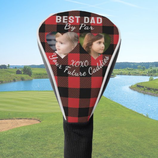 Best Dad By Par 2 Kinder Foto Collage Golfer Gift Golfheadcover
