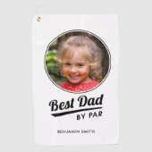Best Dad By Par Custom Kind's Fotonaam Wit Golfhanddoek (Voorkant)