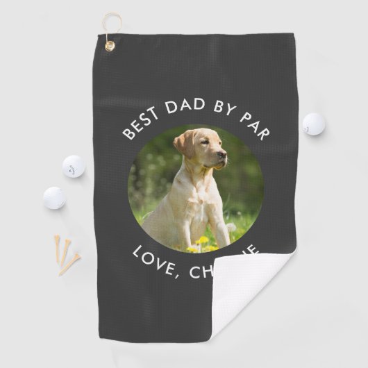 Best Dad By Par Custom Photo Name Personalized Golfhanddoek (Insitu)
