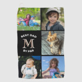Best Dad By Par Fotocollage Custom Monogram Golfhanddoek (Voorkant)