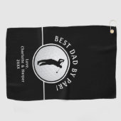 Best Dad By Par Golfer Mannelijk Zwart & Wit Custo Golfhanddoek (Horizontaal)