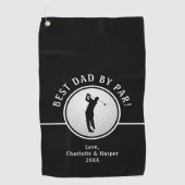 Best Dad By Par Golfer Mannelijk Zwart & Wit Custo Golfhanddoek (Voorkant)