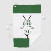 BEST DAD BY PAR Photo Monogram Groen Wit Golfhanddoek (Insitu)
