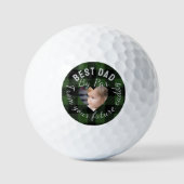 Best Dad Custom Kids Photo Green Buffalo Plaid Golfballen (Voorkant)