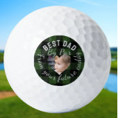Best Dad Custom Kids Photo Green Buffalo Plaid Golfballen