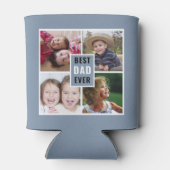Best Dad Ever 4 Photo Collage Personalized Gray Blikjeskoeler (Achterkant)