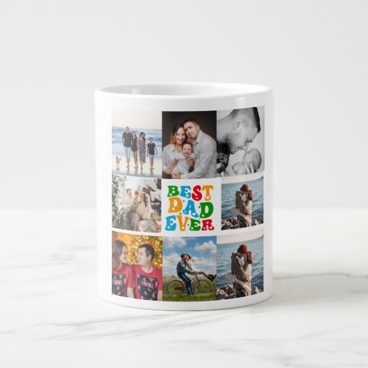 Best Dad Ever 8 Photo Custom Personalized Collage Extra Grote Beker (Voorkant)