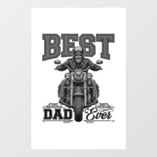 Best Dad Ever Biker Vintage Gravure T-Shirt_1 Raamsticker