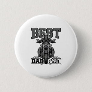 Best Dad Ever Biker Vintage Gravure T-Shirt_1 Ronde Button 5,7 Cm
