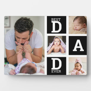 Best Dad Ever Black 4 Photo Collage Fotoplaat