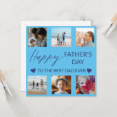 Best Dad Ever Blue Photo Collage Greetings Kaart (Voorkant / Achterkant in situ)