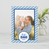 Best Dad Ever Blue Stripe Photo Vaderdag (Staand voorkant)