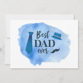 Best DAD ever Blue Waterverf Stropdas Vaderdag Pet Aankondiging (Voorkant)