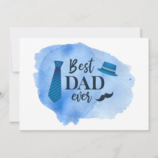 Best DAD ever Blue Waterverf Stropdas Vaderdag Pet Aankondiging (Voorkant)