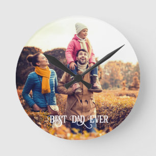 Best Dad Ever Custom Photo Vaderdag Cadeau Ronde Klok
