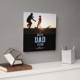 Best Dad Ever Custom Photo Vaderdag Vierkante Klok