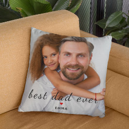 Best Dad Ever Cute Red Heart Customs Photo & Text Kussen
