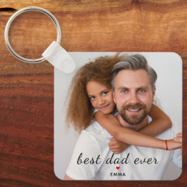 Best Dad Ever Cute Red Heart Two Photo Images  Sleutelhanger