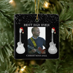 Best Dad Ever Guitars Kerstmis 2022 foto Keramisch Ornament